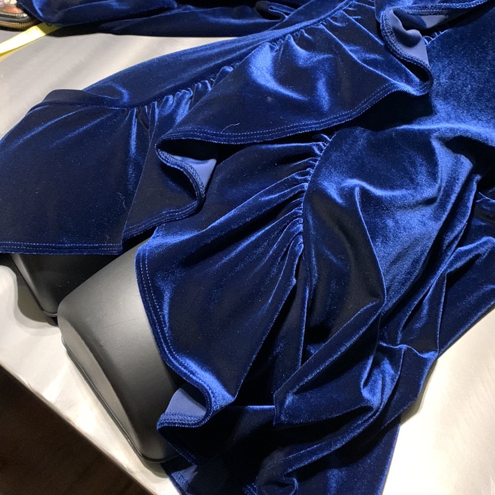 Grace Elements Blue Storm Masquerade Velvet Open Front Jacket Size M - Picture 5 of 11